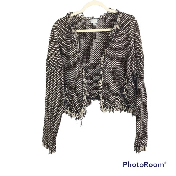 Tracy Reese basketweave and fringe long sleeve tweed jacket size M - Picture 2 of 5